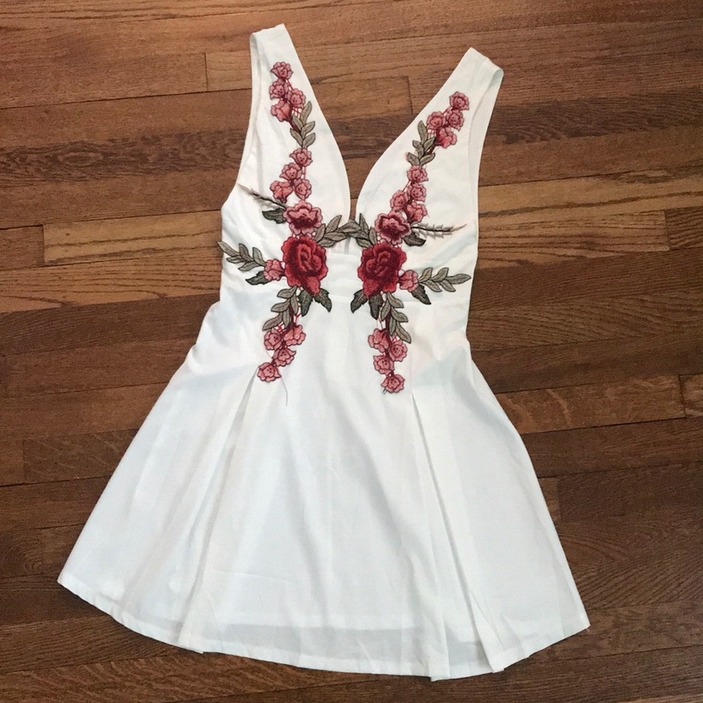Rose Embroidered Skater Dress